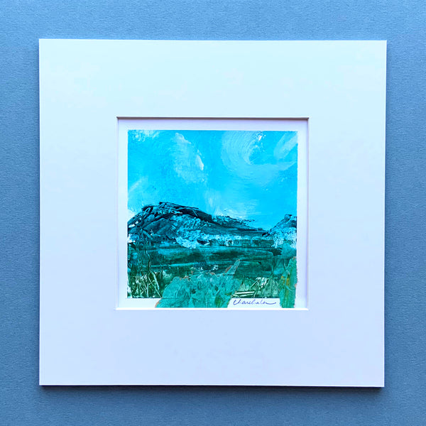 Mini Abstracted Landscape Painting 2, 8 inch square in mount