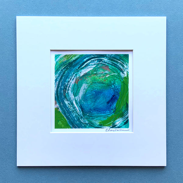 Sea Inspired Abstract Painting 2, Mini, 8 inch square in mount