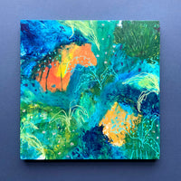 Abstract Painting on Cradled Wood Panel, Rainforest, In the Depths