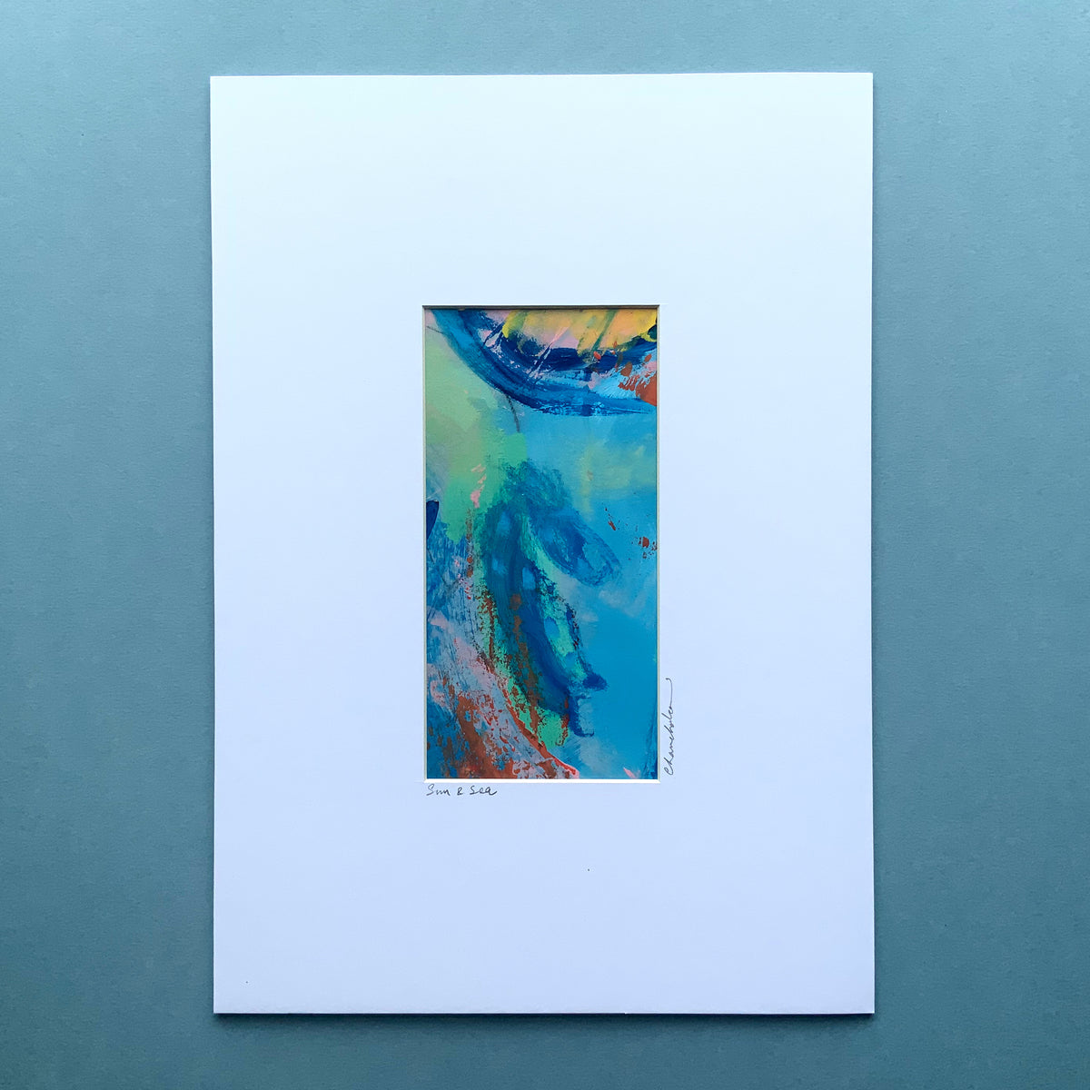 Sea Inspired Abstract Painting, Sun and Sea