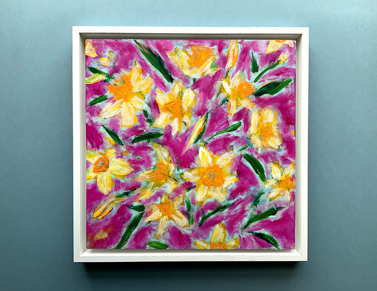 Daffodils Painting on Cradled Wood Panel, Puckering Up I