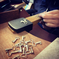 Tiny Bronze Skeleton Key Necklace