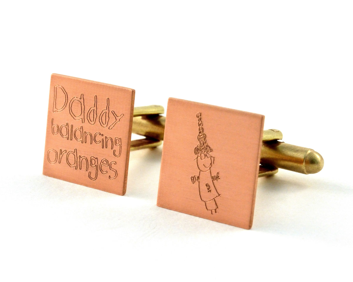 Kids' Drawing Cuff Links, Child's Artwork, Fathers Day Gift