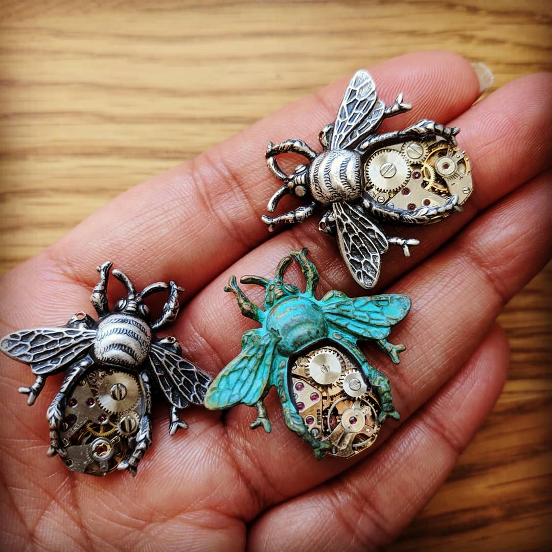 Steampunk Bee Pin, Clockwork