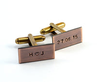Copper Initial Cufflinks, Monogrammed, 7th Anniversary Gift