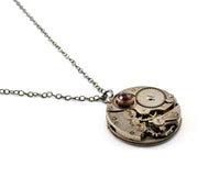 Garnet set Steampunk Watch Necklace, January Birth Stone