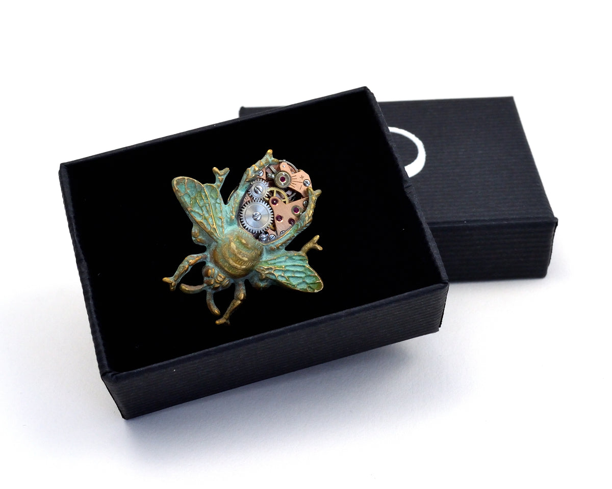 Steampunk Bee Pin, Clockwork
