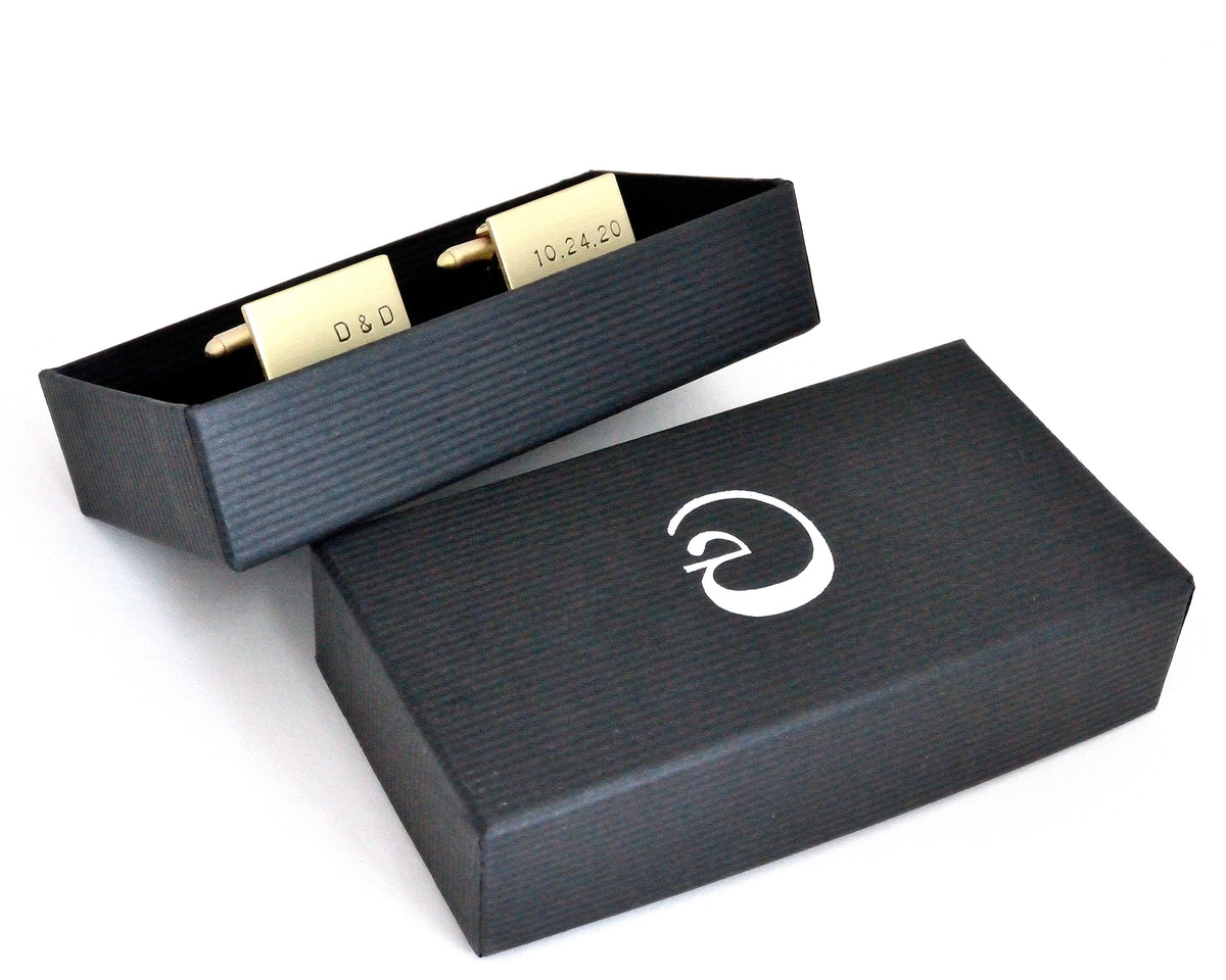 Hand Stamped Brass Custom Initials Cuff Links