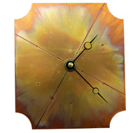 Handmade Wall Clock, Gold and Orange Copper Wall Decor