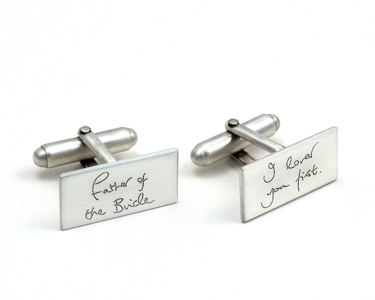 Handwriting Cuff Links in Sterling Silver