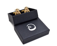 Insect Cuff Links, Antique Gold Fly Cuff Links