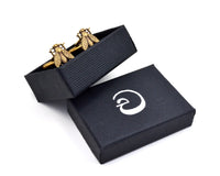 Insect Cuff Links, Antique Gold Fly Cuff Links