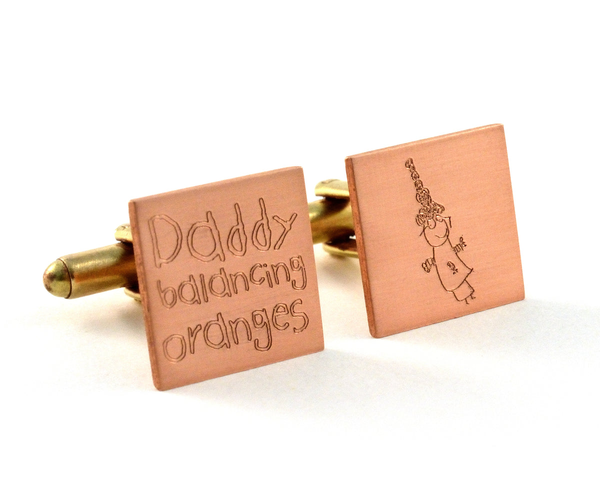 Kids' Drawing Cuff Links, Child's Artwork, Fathers Day Gift