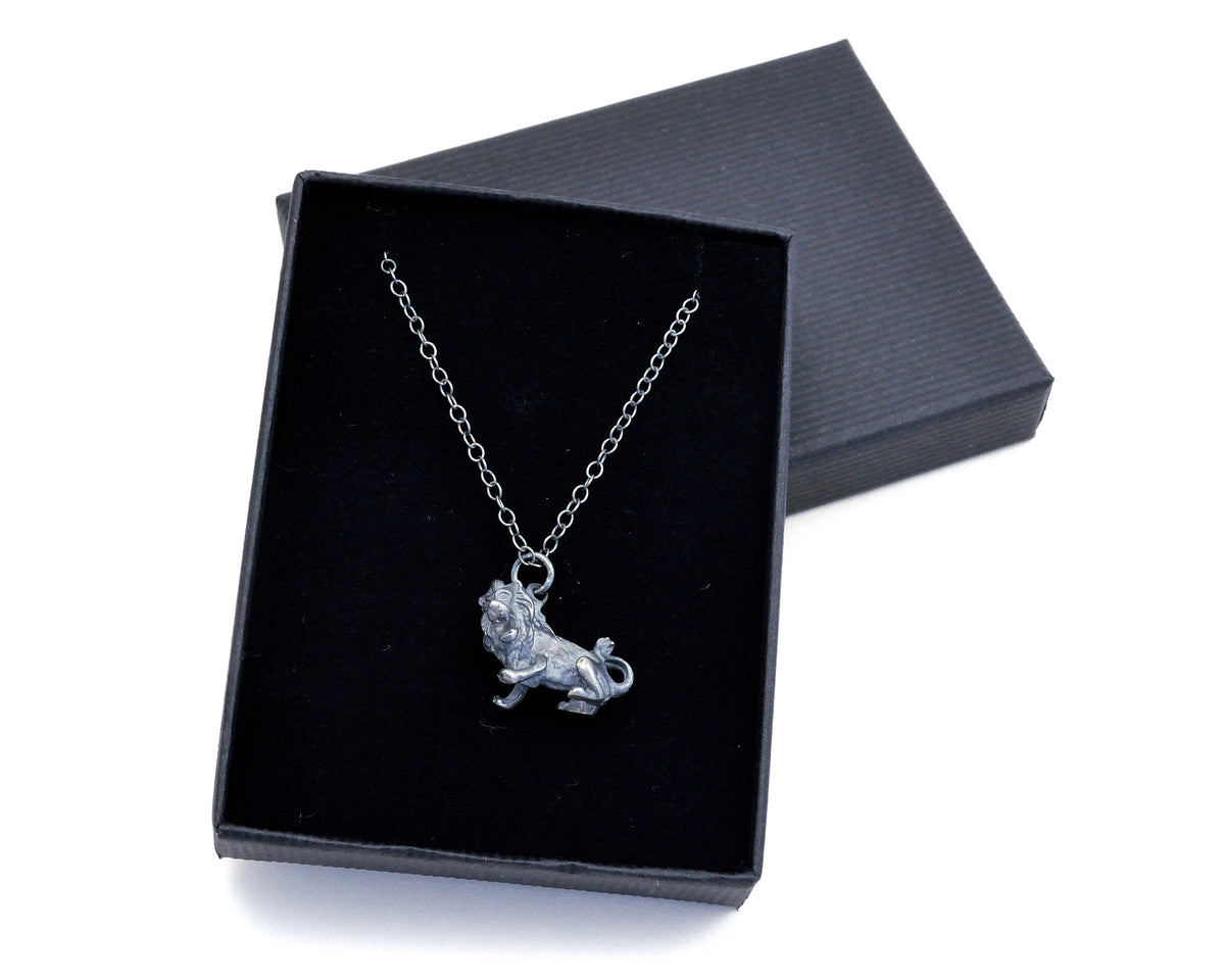 Sterling Silver Lion Necklace, Fierce Leo Pendant