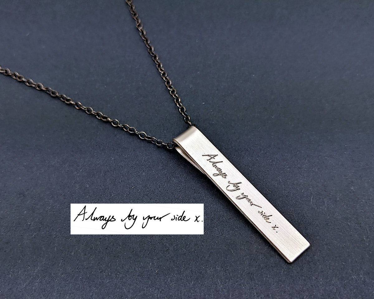 Men's Handwriting Necklace, Minimalist