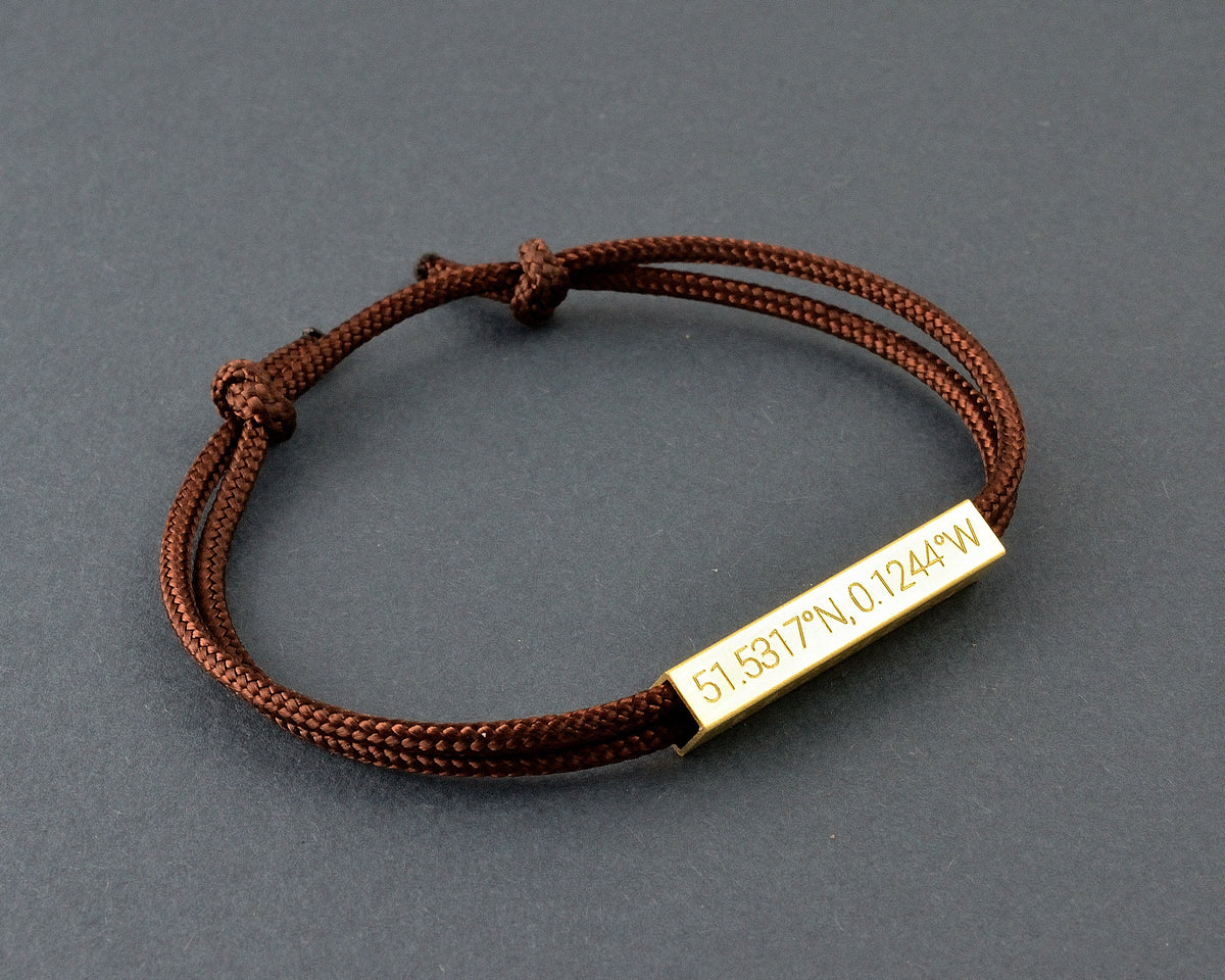 Engraved Mens Bracelet, GPS coordinate Gift for Him