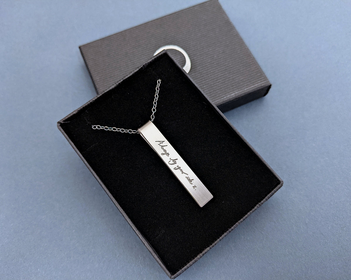 Men's Handwriting Necklace, Minimalist