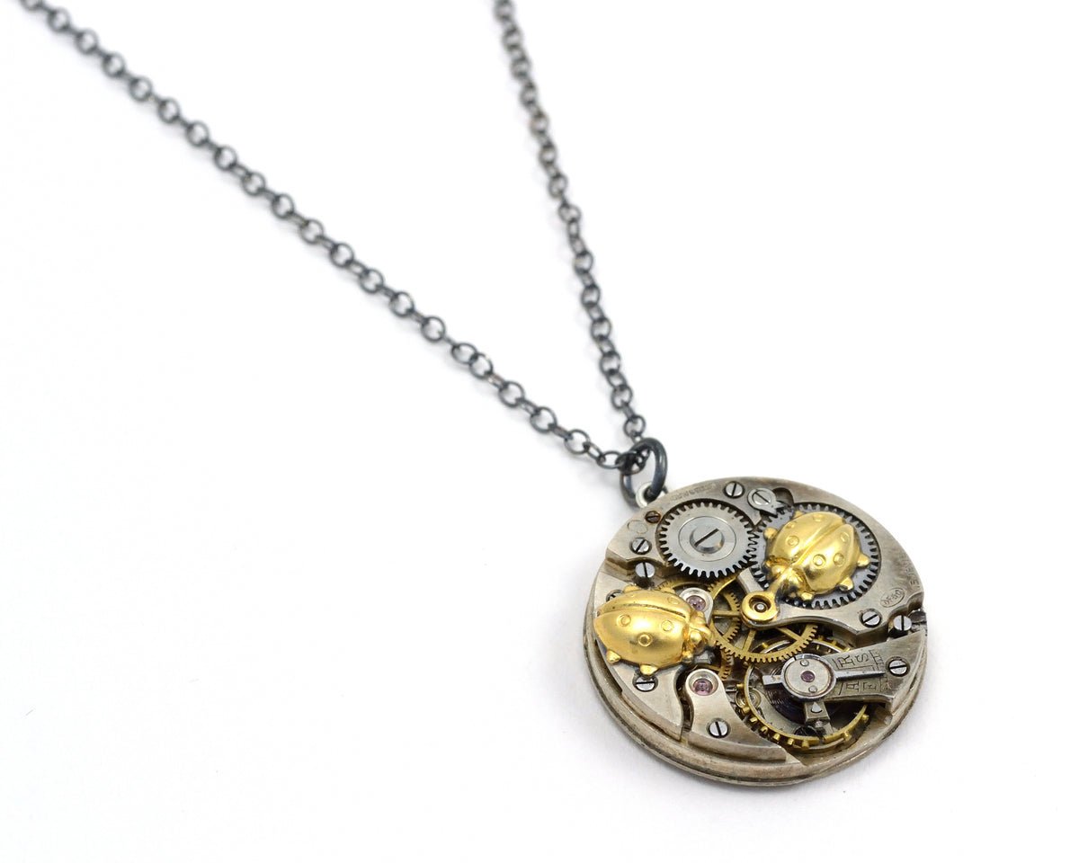 Steampunk Ladybug Necklace, Ladybird Pendant