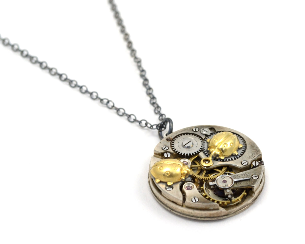 Steampunk Ladybug Necklace, Ladybird Pendant