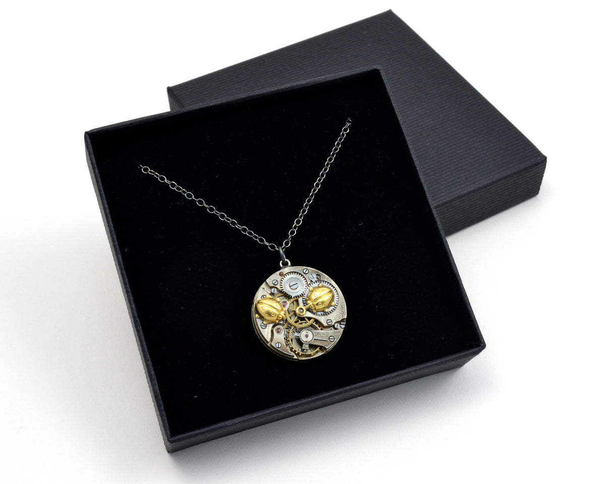 Steampunk Ladybug Necklace, Ladybird Pendant