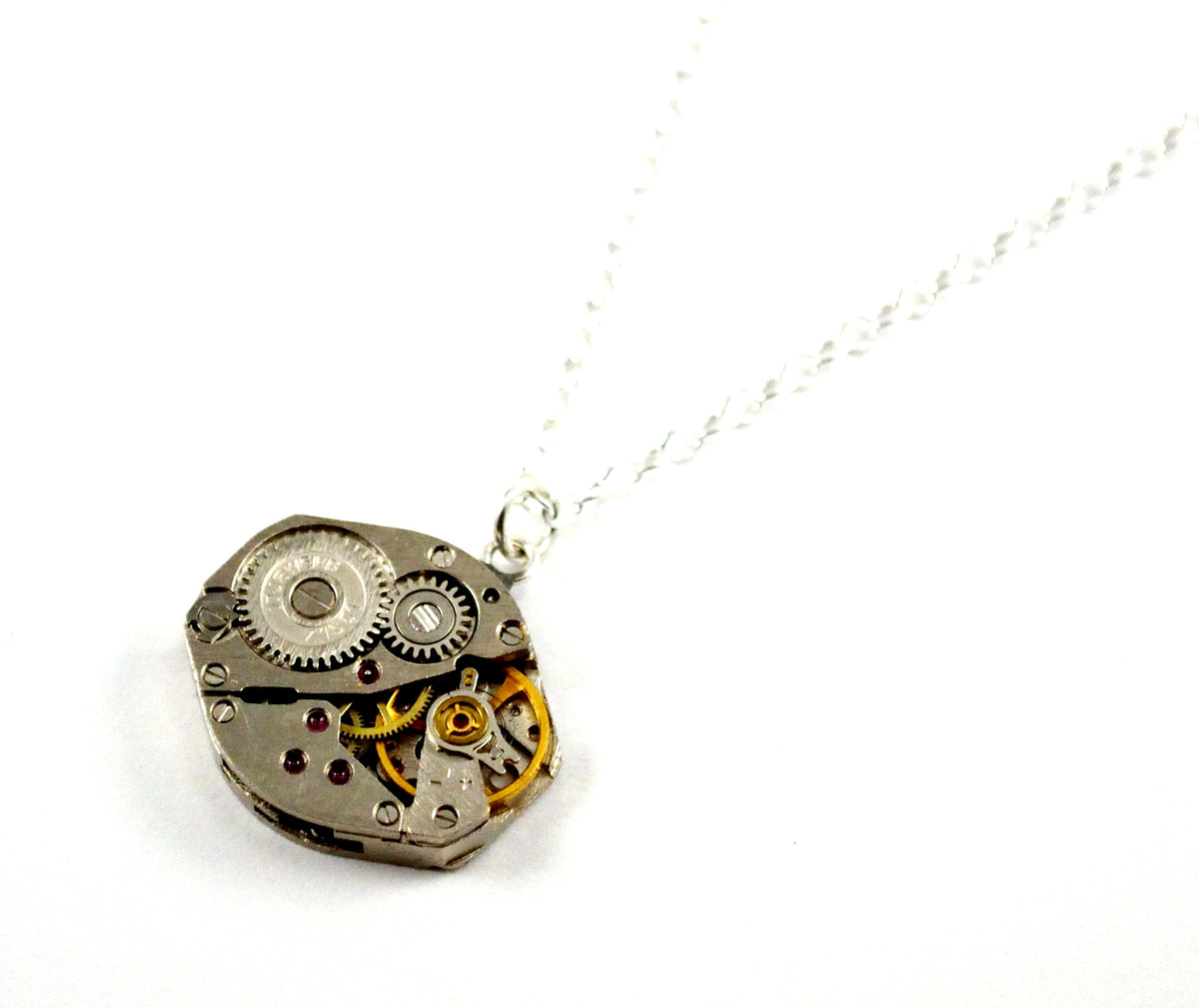 Watch movement necklace, Sterling Silver