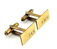 Antiqued Brass Monogram Cuff Links, Groomsmen Gift