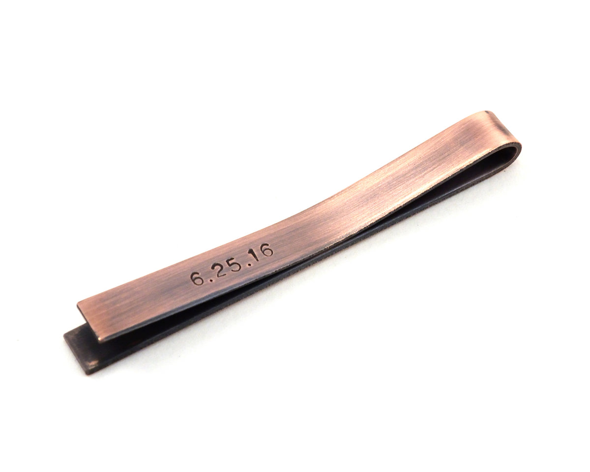 Copper Monogrammed Tie Bar, Corporate Gift for Men