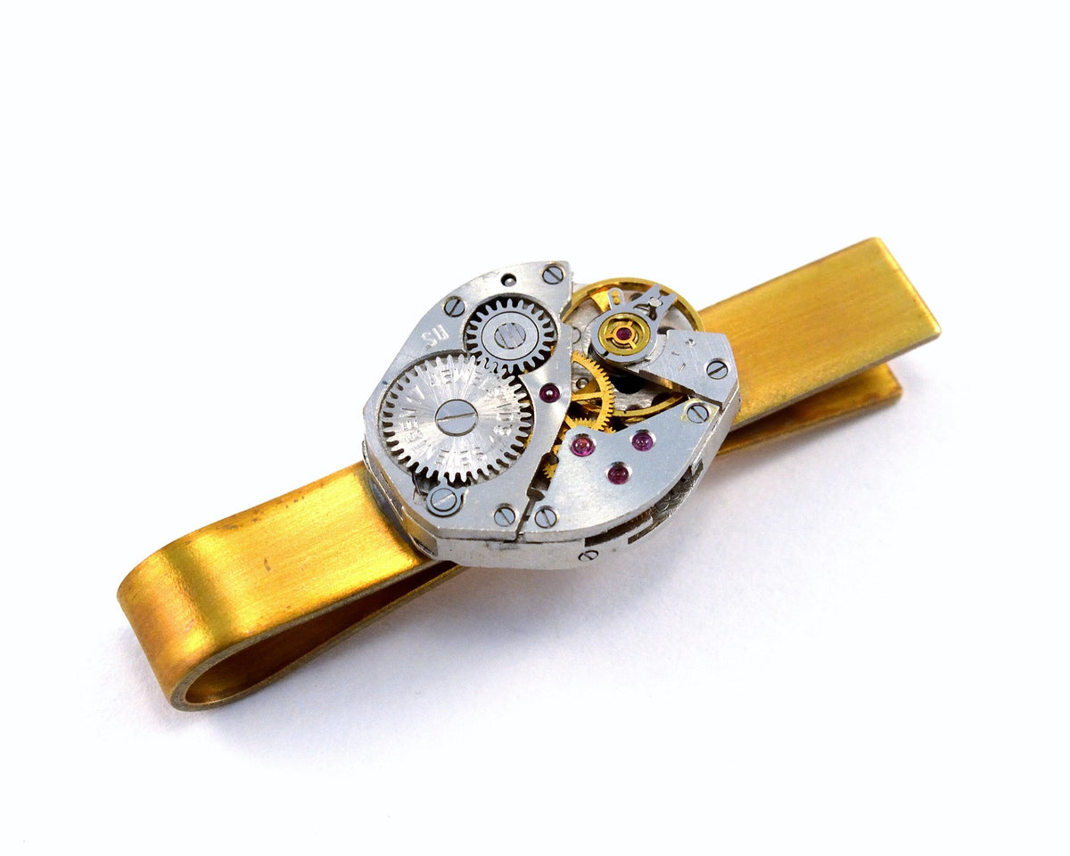Custom Steampunk Tie Clip, Personalised with Your Text