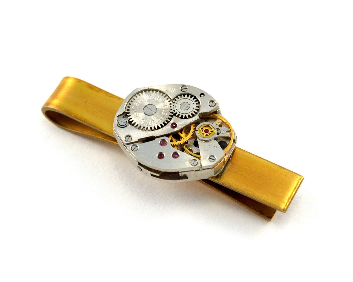 Custom Steampunk Tie Clip, Personalised with Your Text