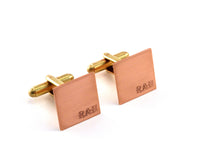 Engraved Copper Cuff Links, 7th Anniversary Gift