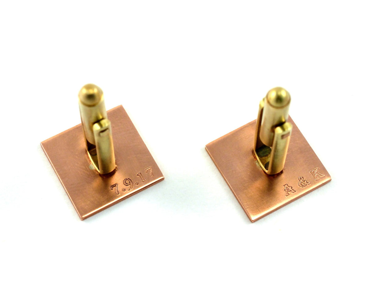 Engraved Copper Cuff Links, 7th Anniversary Gift