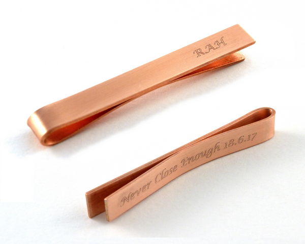 Engraved Copper Tie Clip, 7th Wedding Anniversary