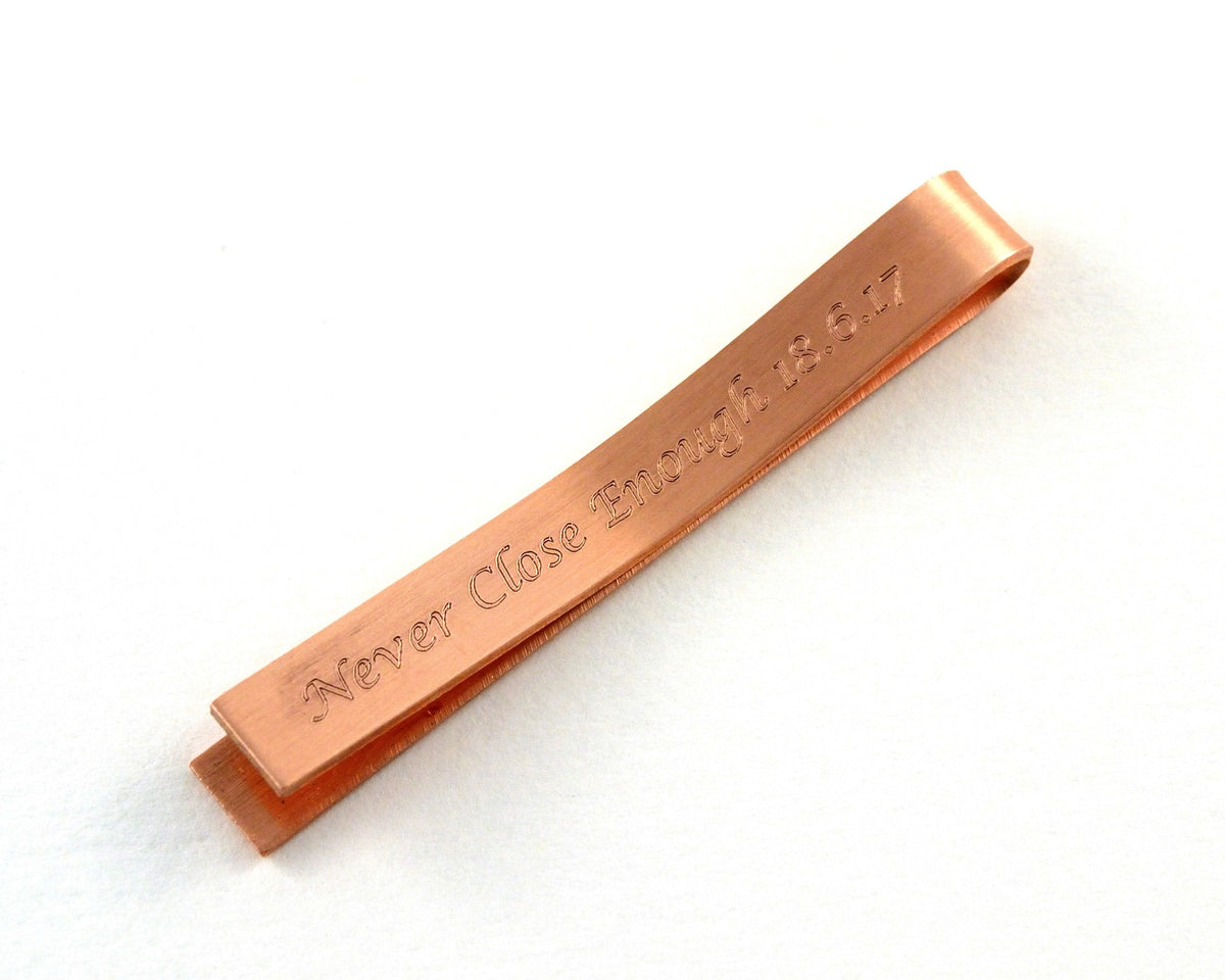 Engraved Copper Tie Clip, 7th Wedding Anniversary