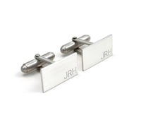 Engraved Silver Cuff Links, Minimalist Custom Initial Cuff Links