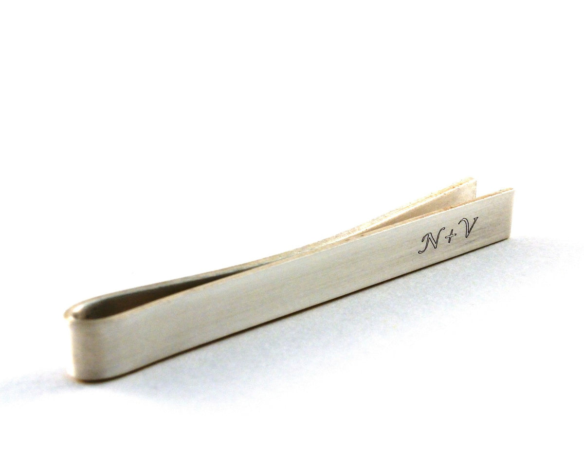 Engraved Silver Tie Clip, Secret Message