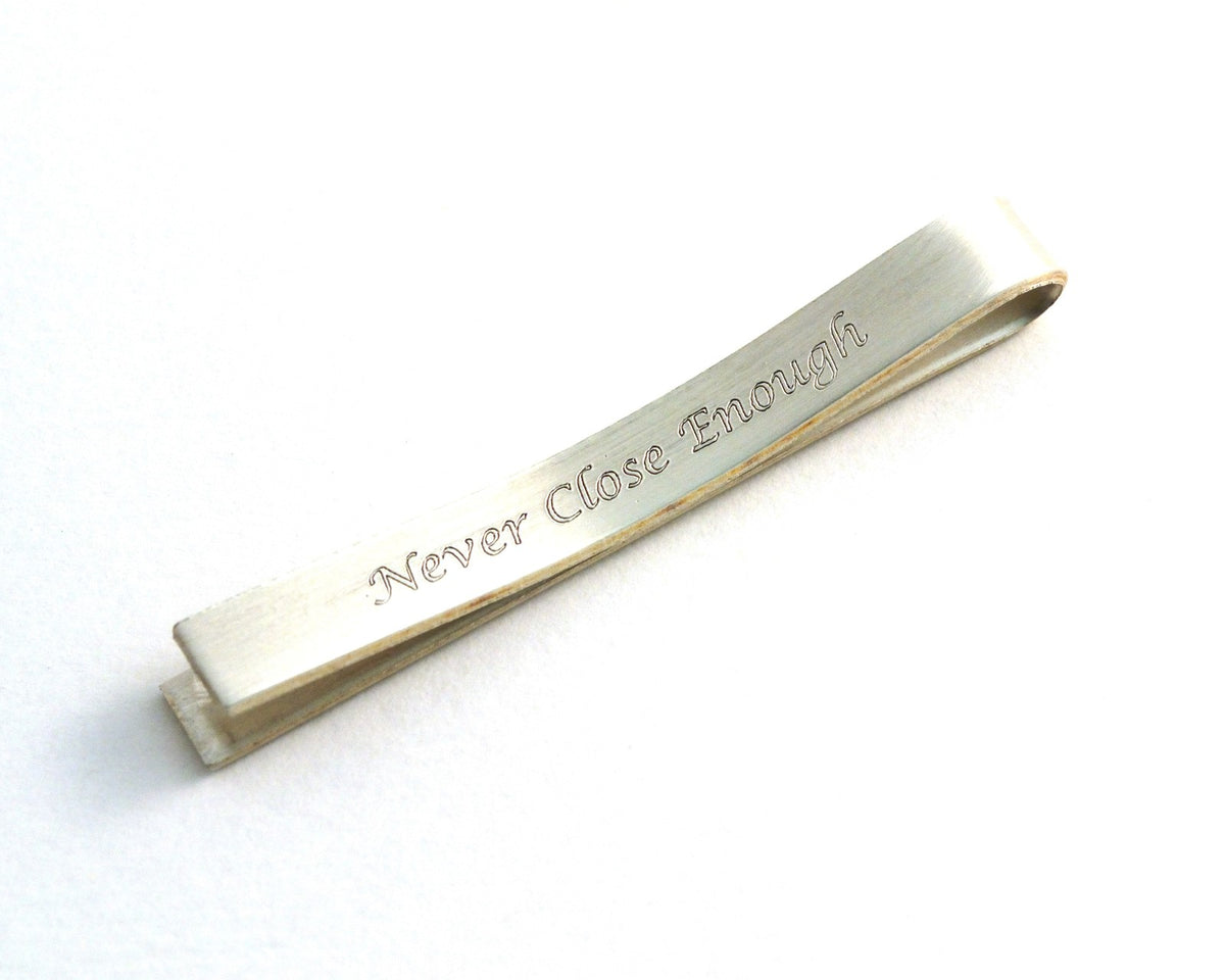 Engraved Silver Tie Clip, Secret Message