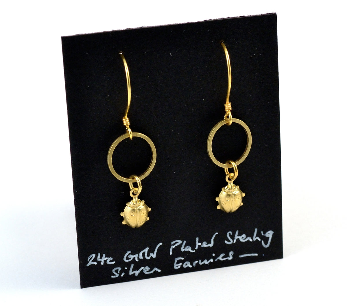 Gold Ladybug Earrings, Ladybirds