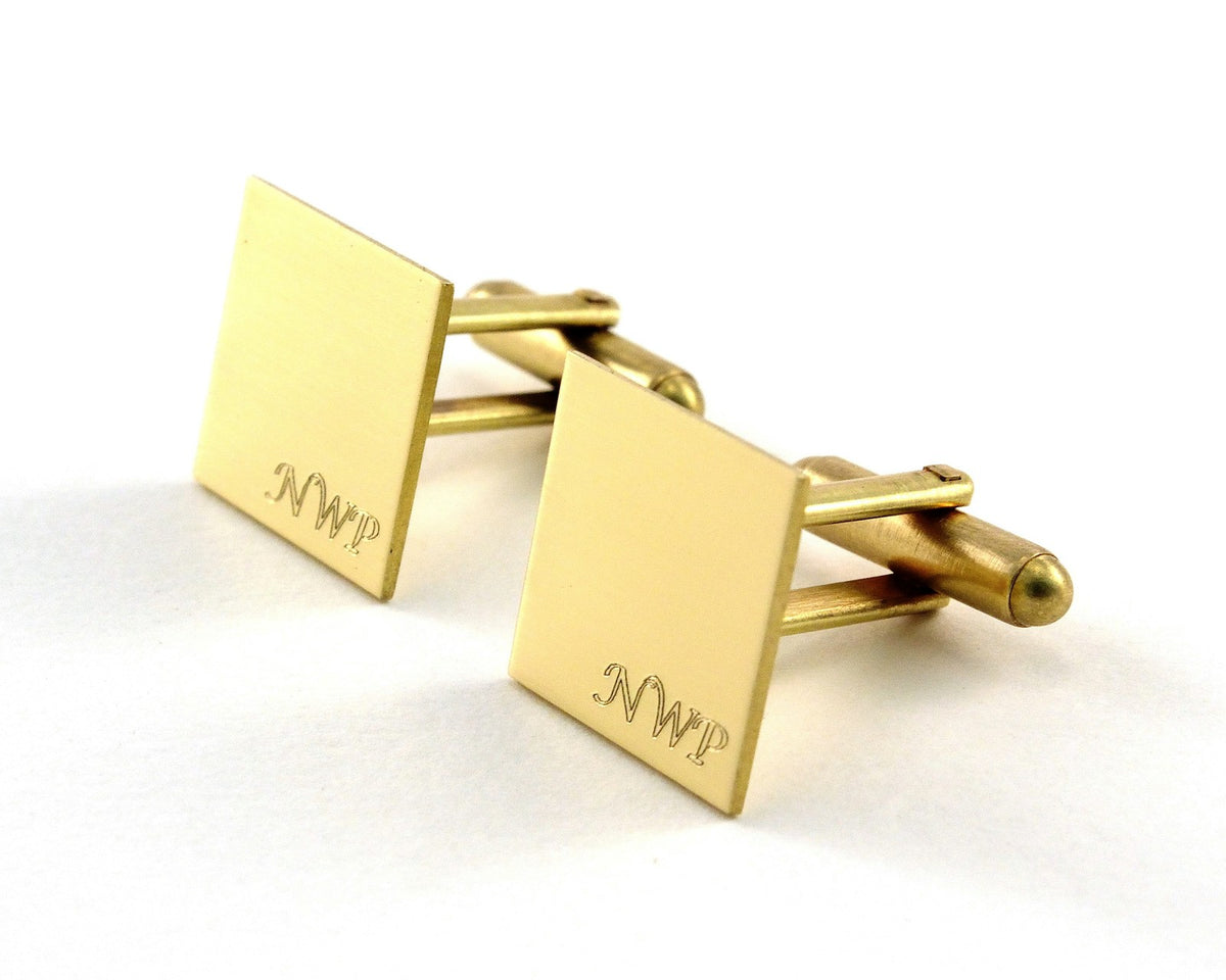 Monogram Cuff Links, Engraved Gold