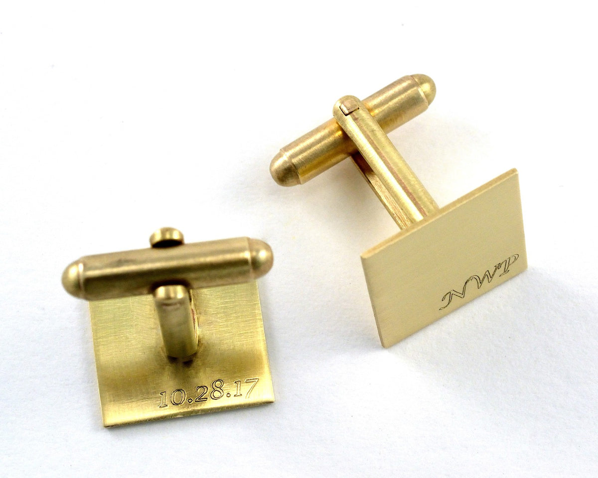 Monogram Cuff Links, Engraved Gold