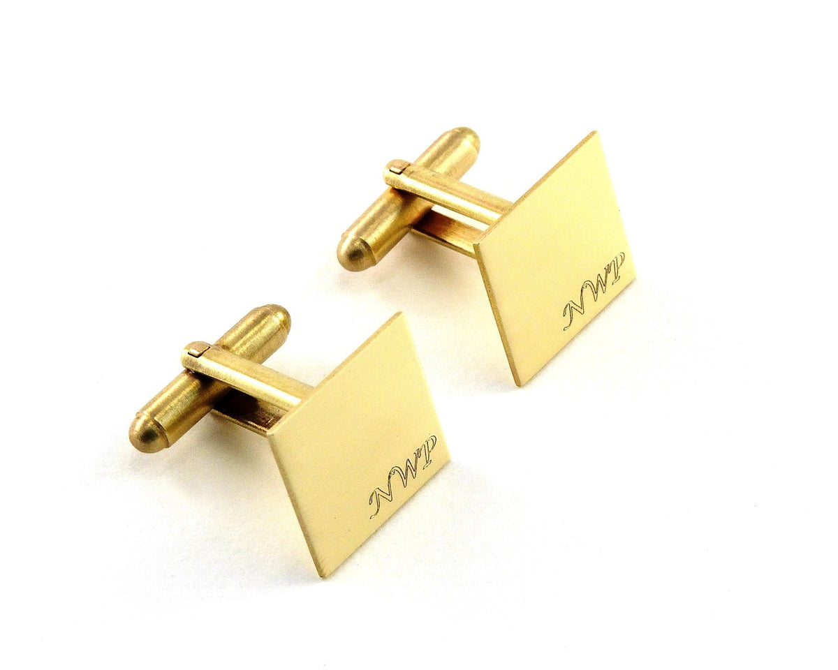 Monogram Cuff Links, Engraved Gold