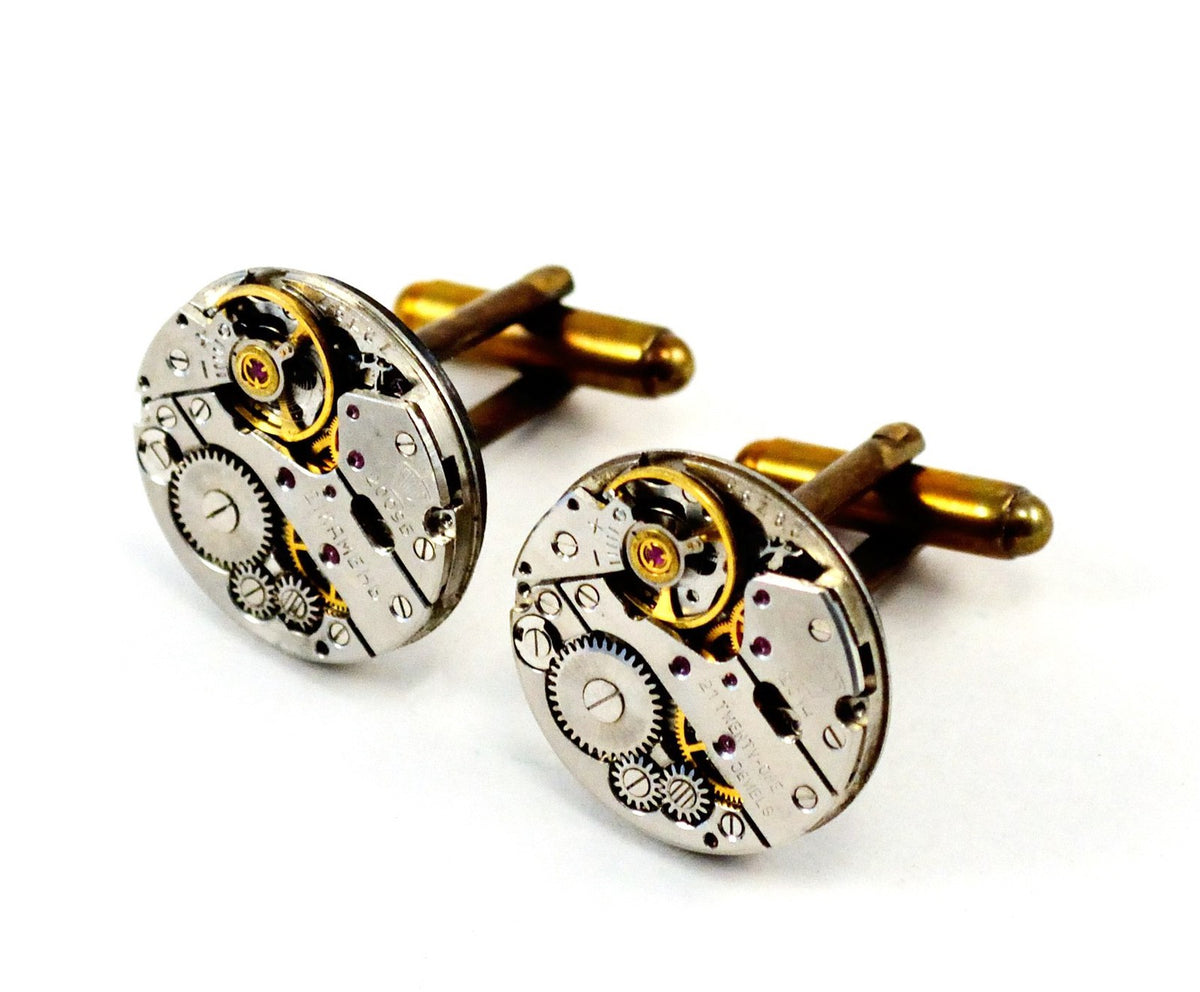 Personalised Steampunk Cufflinks, Engraved Watch Movements