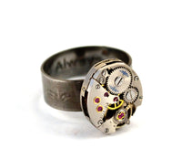 Personalised Steampunk Ring, Engraved Secret Message
