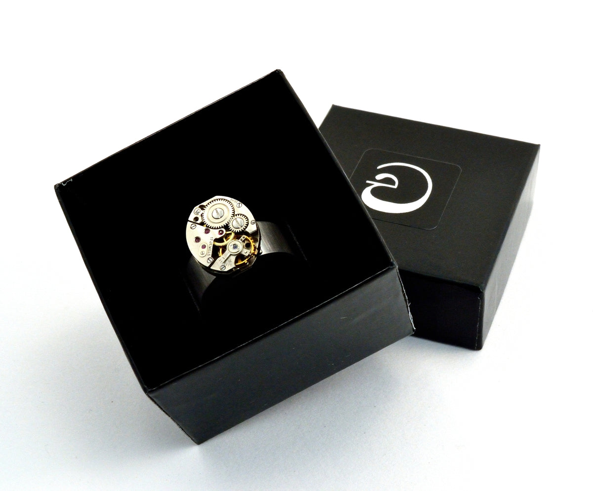 Personalised Steampunk Ring, Engraved Secret Message