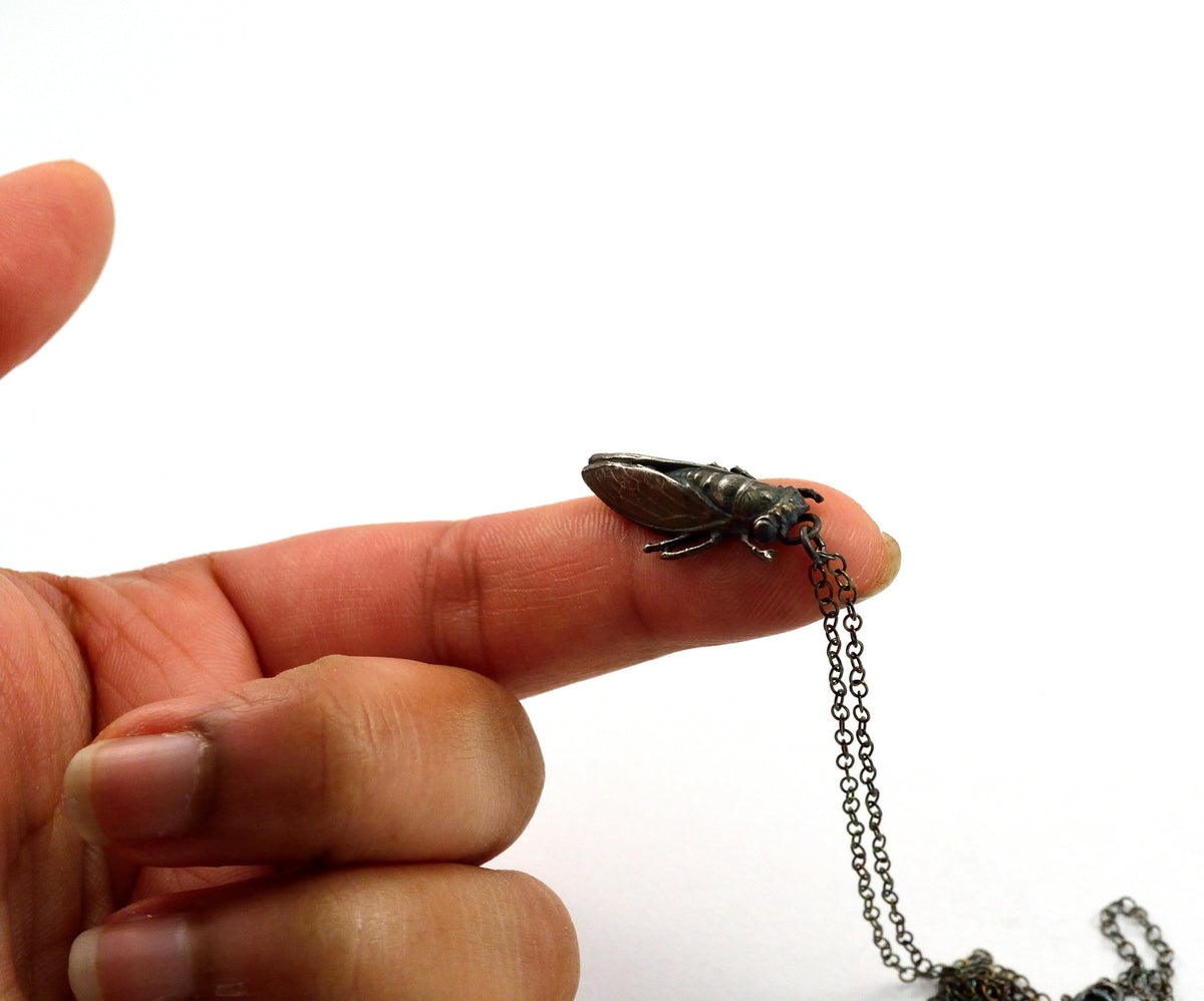 Silver Cicada Necklace