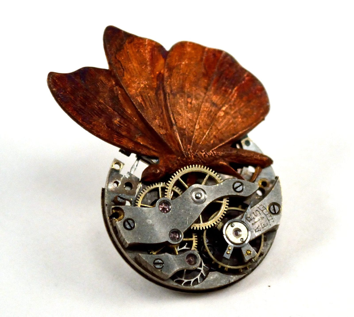 Steampunk Butterfly Brooch Pin, Watch Mechanism