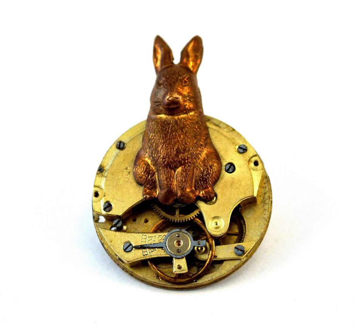 Steampunk Rabbit Brooch, Clockwork Pin, Alice in Wonderland
