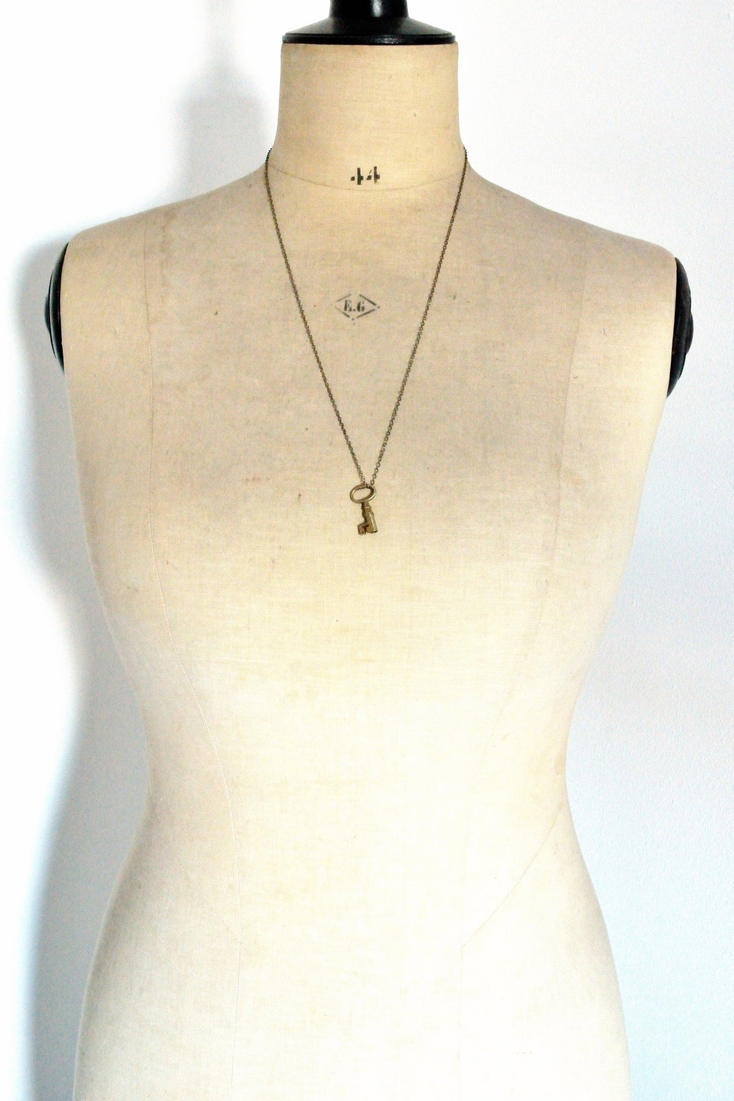 Tiny Bronze Skeleton Key Necklace