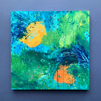 Abstract Rainforest Painting on Wood, Mixed Media