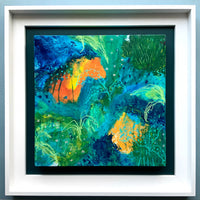 Abstract Painting on Cradled Wood Panel, Rainforest, In the Depths