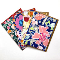 Floral Greetings Cards, Set of 4, Rectangular, 5 x 7 inches